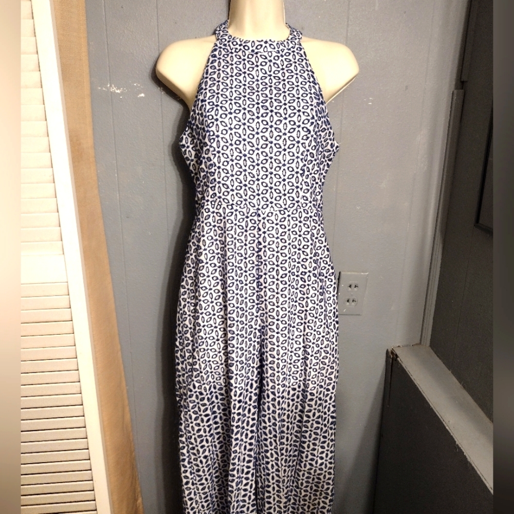 Miami blue and white jumpsuit Capri small